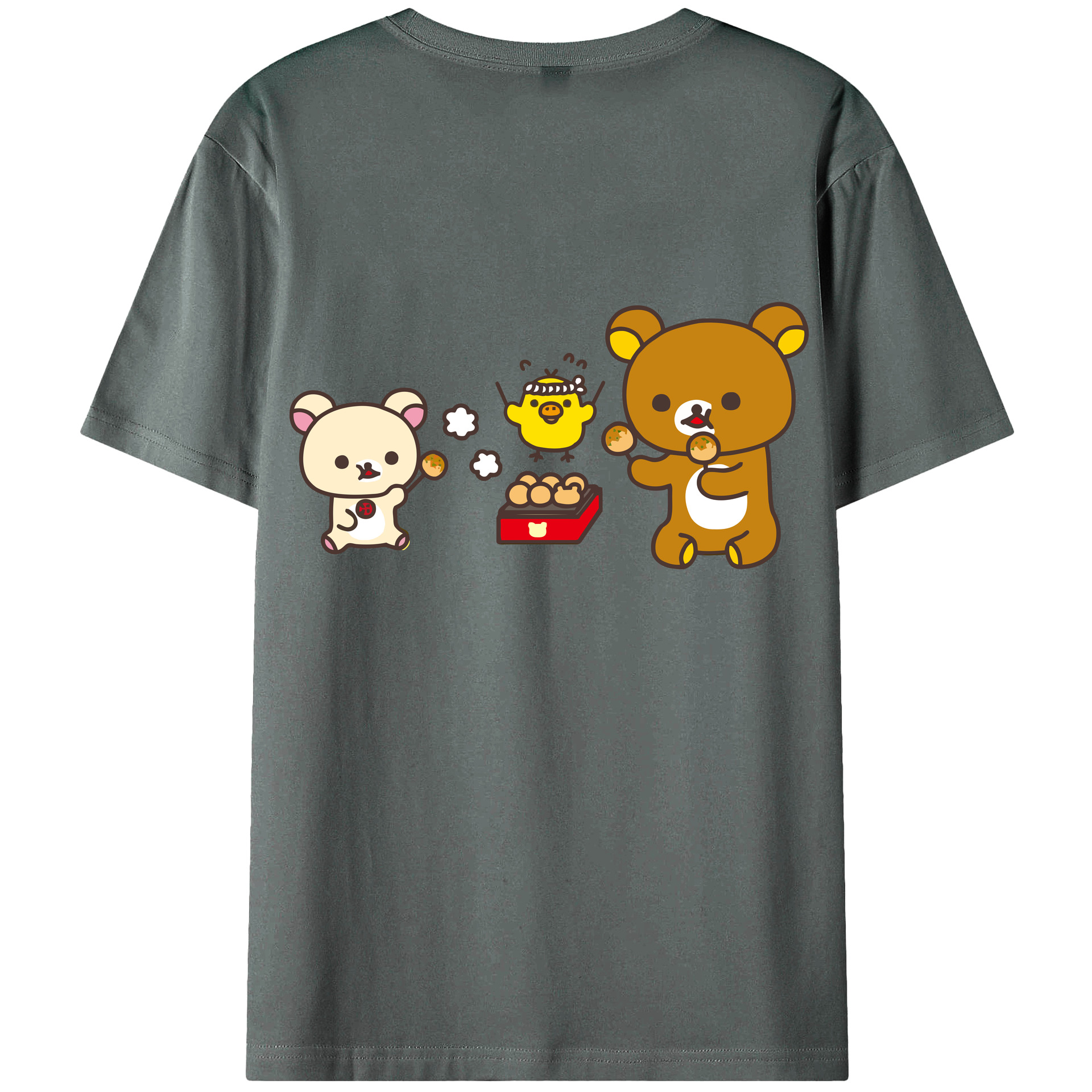 （画像用） リラックマ リラックマ キイロイトリ Rilakkuma Korilakkuma Kiiroitori 綿100％ メンズ半袖Tシャツ（バックプリント） 通気性